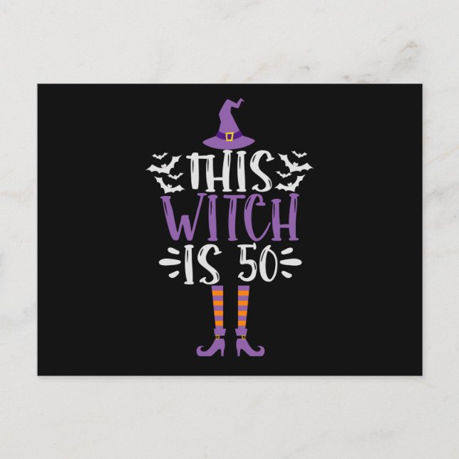 Cartão Postal This Witch is 50th Funny Spooky Halloween Birthday (Frente)