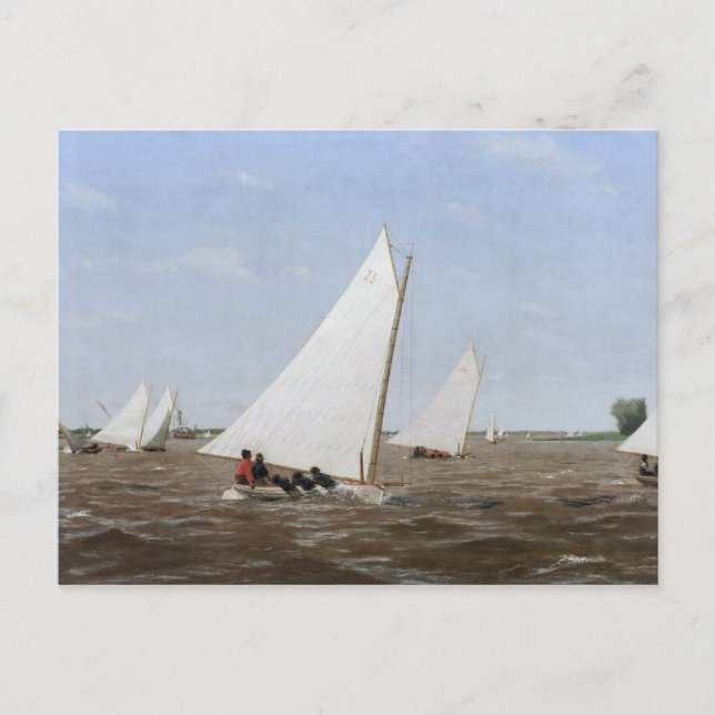 Cartão Postal Thomas Eakins - Caça de veleiros no Delaware (Frente)