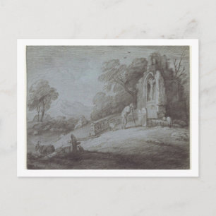 Cartão Postal Thomas Gainsborough Churchyard com a figura Cont