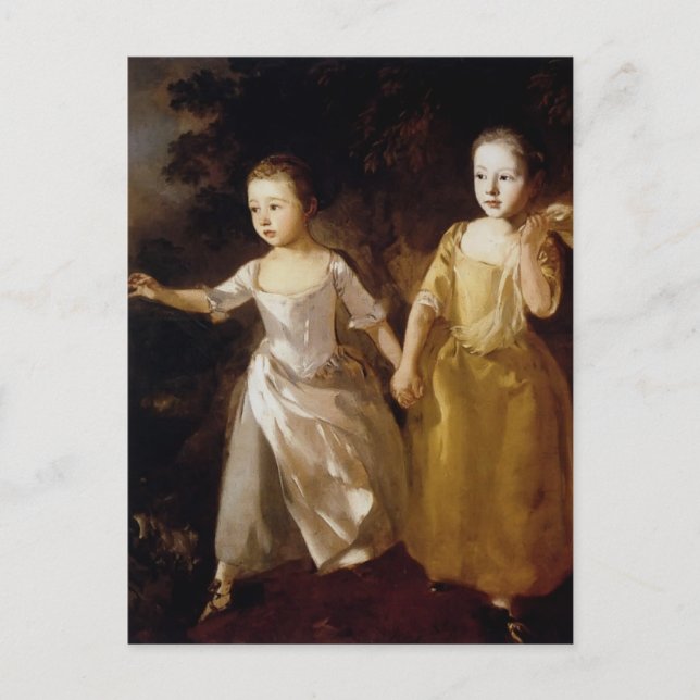 Cartão Postal Thomas Gainsborough - Meninas perseguindo uma borb (Frente)