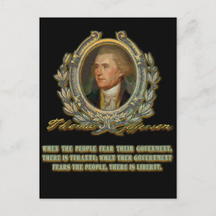 Cartão Postal Thomas Jefferson Citação: Governo e Pessoas