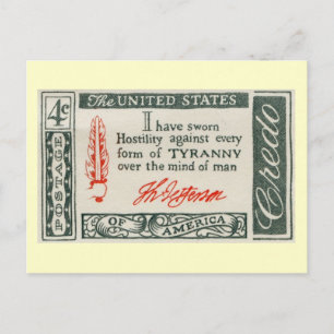 Cartão Postal Thomas Jefferson Tyranny Vintage