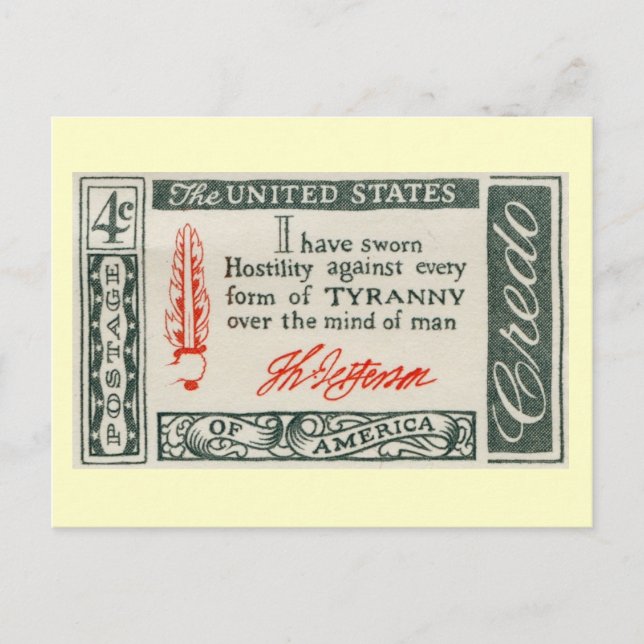 Cartão Postal Thomas Jefferson Tyranny Vintage (Frente)