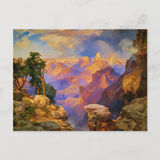 Cartão Postal Thomas Moran art, Grand Canyon com arco-íris (Frente)