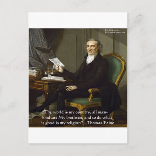 Cartão Postal Thomas Paine "Meus Irmãos" Citação Presentes e Car