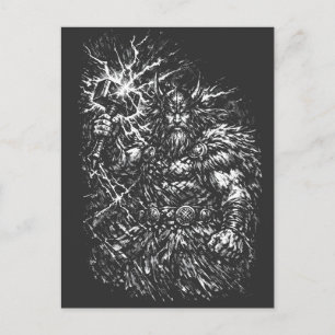 Cartão Postal Thor — Deus do Trovão Castigado pela Tempestade