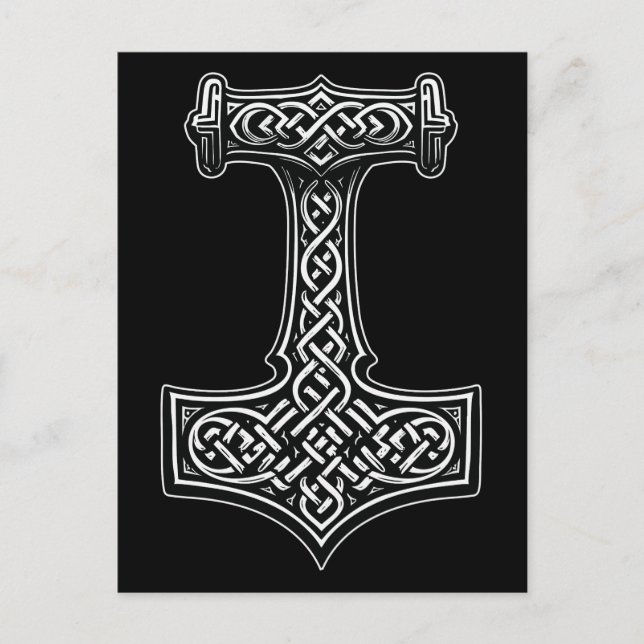Cartão Postal Thor’s Hammer Wall Art – Norse Knotwork Statement (Frente)