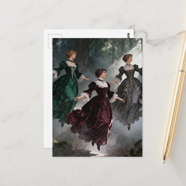 Cartão Postal Three levitating women in the forest (Frente/Verso In Situ)