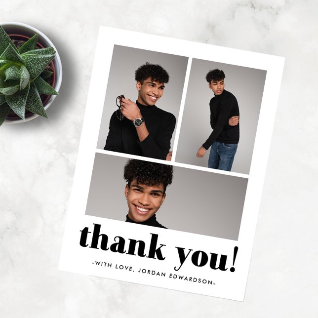 Cartão Postal Three Photo Graduation Thank You Postcard (Criador carregado)