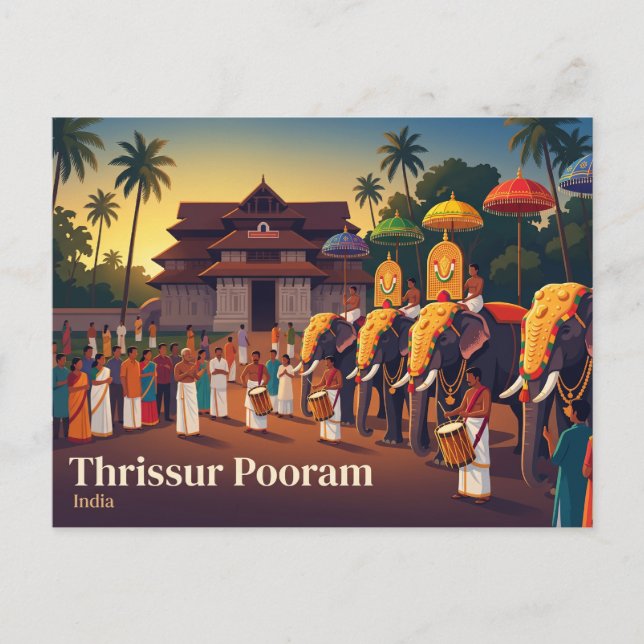 Cartão Postal Thrissur Pooram Índia (Frente)