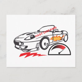 Cartão Postal Throw Pillow Fast Dreams –Racing Car Pillow Design