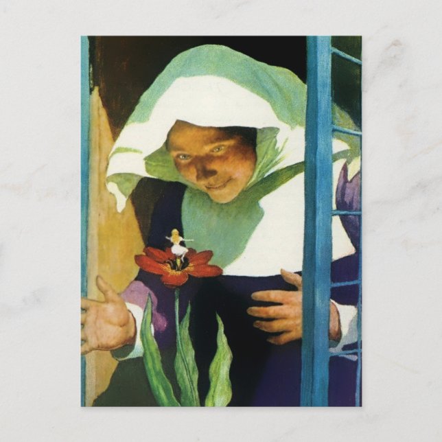 Cartão Postal "Thumbelina" Fairy Art do NC Wyeth (Frente)