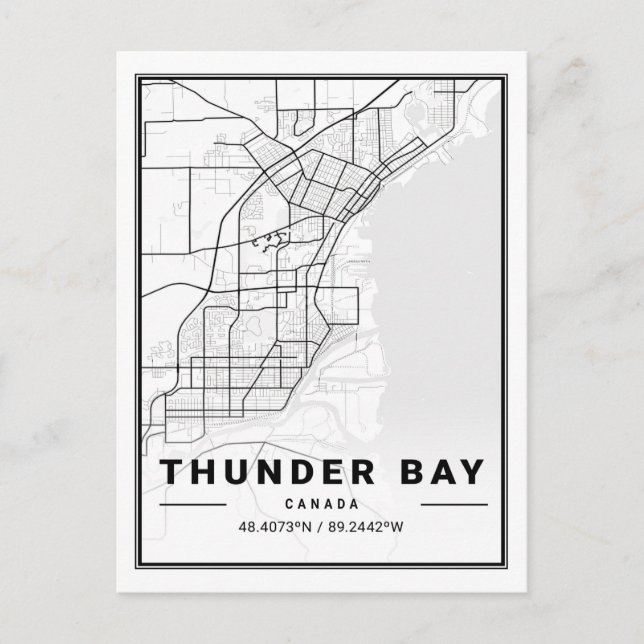 Cartão Postal Thunder Bay Ontario Canadá Viagem Map Poster (Frente)