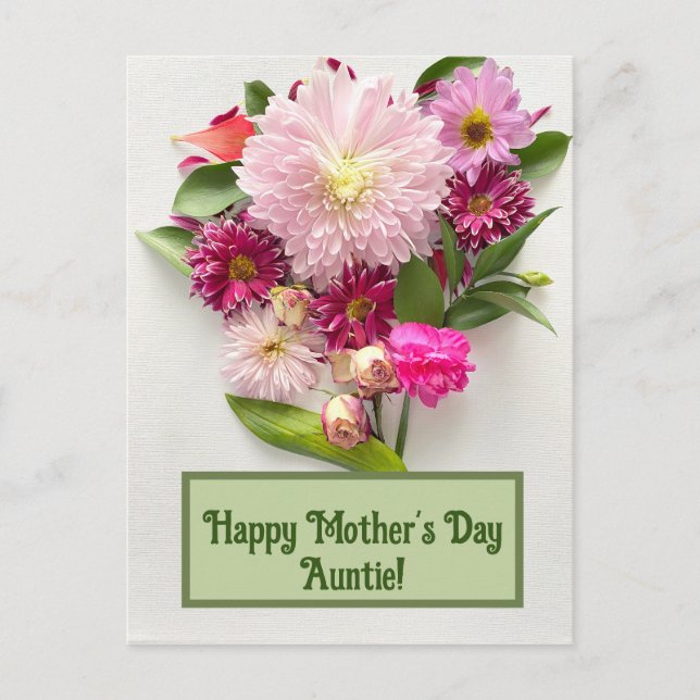 Cartão Postal Tia Dia de as mães feliz! (Frente)