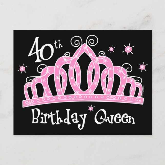 Cartão Postal Tiara aniversário de 40 anos Queen DK (Frente)