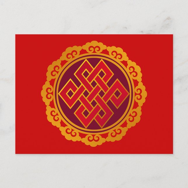 Cartão Postal Tibetano - Karma Buddhism Eternal Knot (Frente)