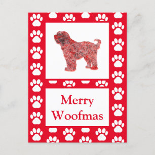 Cartão Postal Tibetano Terrier Dog Silhouette Red Felry Natal
