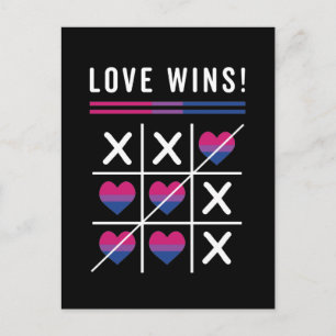 Cartão Postal Tic Tac Toe Love ganha orgulho bissexual LGBTQ