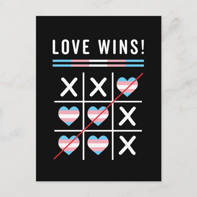 Cartão Postal Tic Tac Toe Love ganha Orgulho de Transgênero LGBT (Frente)