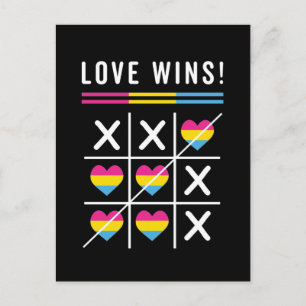 Cartão Postal Tic Tac Toe Love ganha Orgulho Pansexual LGBTQ