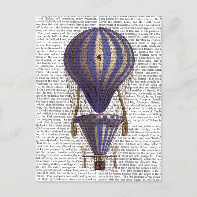 Cartão Postal Tiered Hot Air Balloon Blue (Frente)