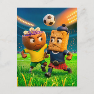 Cartão Postal Tigela de açaí brasileira versus soco de biscoito