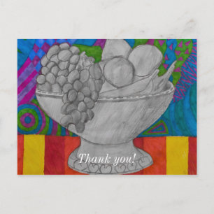 Cartão Postal Tigela de Frutas Festivas