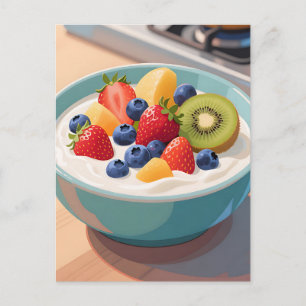 Cartão Postal Tigela de Iogurte com Frutas Frescas