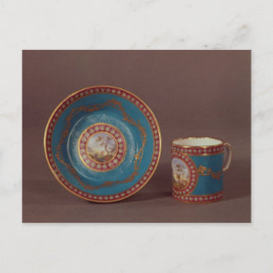 Cartão Postal Tigela e pires para café Sevres bleu celeste, c.17