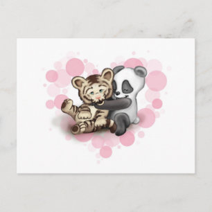 Cartão Postal Tiger and Panda