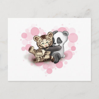 Cartão Postal Tiger and Panda