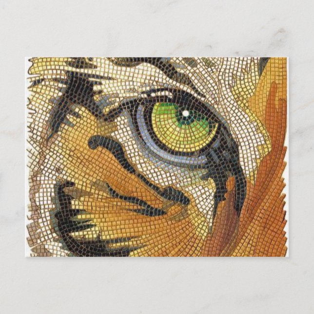 Cartão Postal "Tiger Azulejos" Tiger Face Mosaico (Frente)