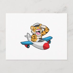 Cartão Postal Tiger como piloto no avião