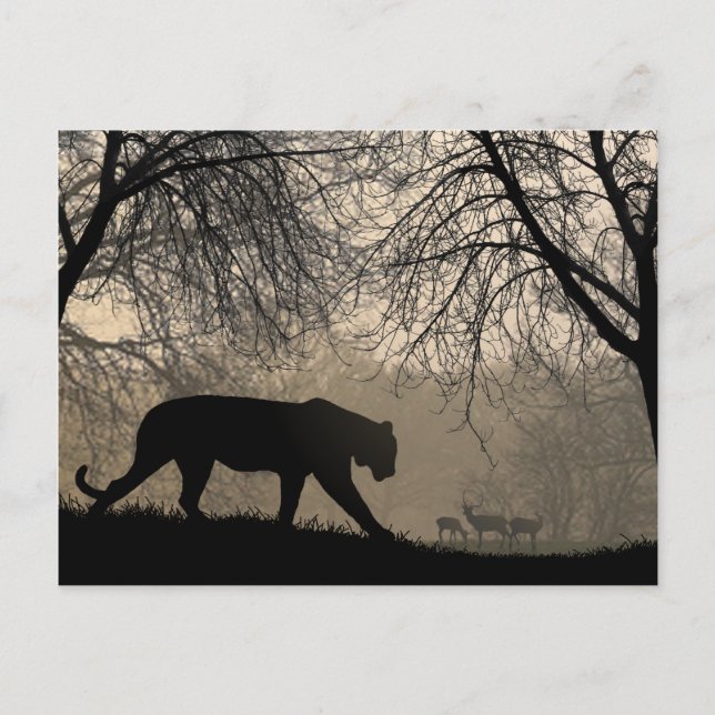 Cartão Postal Tiger e Deer (Frente)