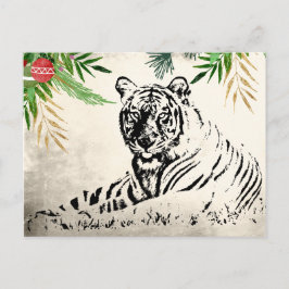Cartão Postal Tiger e Palm Frontes Natal - Obrigado