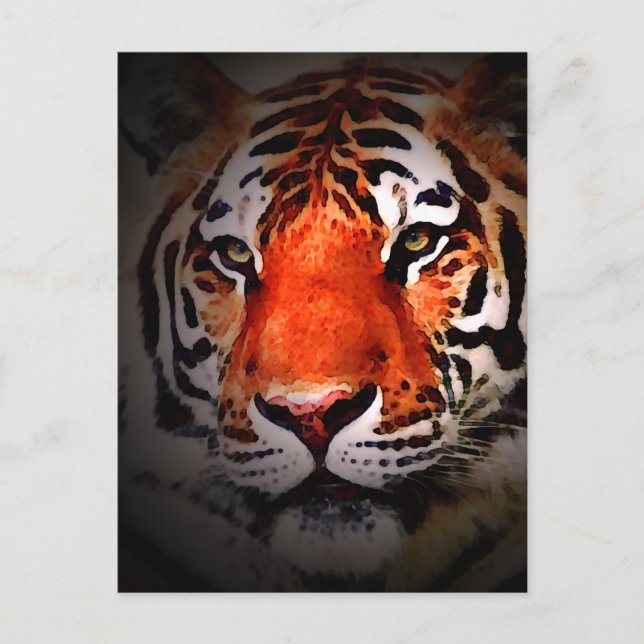 Cartão Postal Tiger Face Motivational Artwork (Frente)