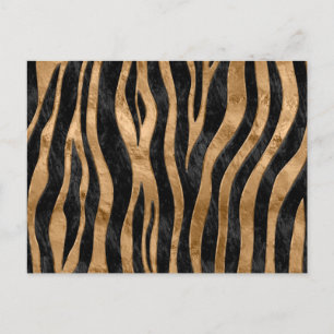 Cartão Postal Tiger Faux Peles Textura, haliote negro e ouro