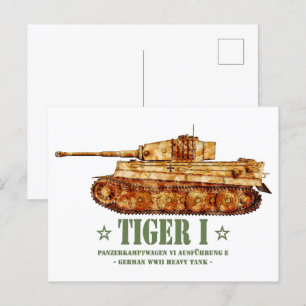 Cartão Postal Tiger I Guerra Mundial 2 Panzer Alemão de Tanque P