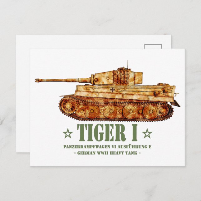 Cartão Postal Tiger I Guerra Mundial 2 Panzer Alemão de Tanque P (Frente/Verso)