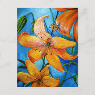 Cartão Postal Tiger Lily Orange Floral