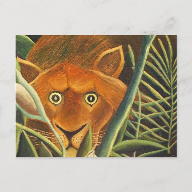 Cartão Postal Tiger Peeking Out Of Grass Por Henri Rousseau (Frente)
