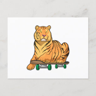 Cartão Postal Tiger Skater Skateboard