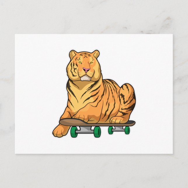 Cartão Postal Tiger Skater Skateboard (Frente)