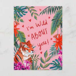 Cartão Postal Tiger, sou louco por seu dia de os namorados rosa