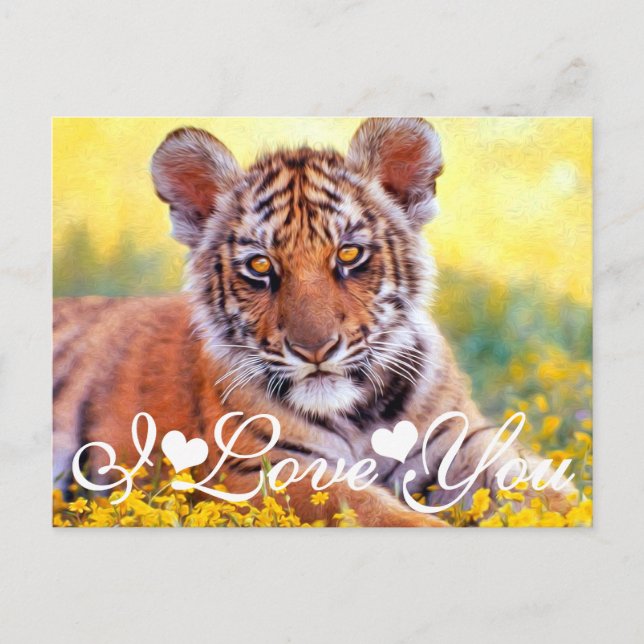 Cartão Postal Tigre Bebê Que Te Amo (Frente)