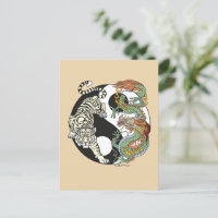 Tigre branco versus dragão verde no yin yang