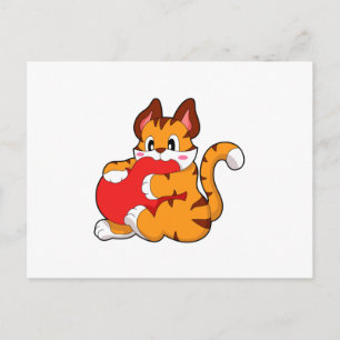 Cartão Postal Tigre cat em Love with Heart.PNG