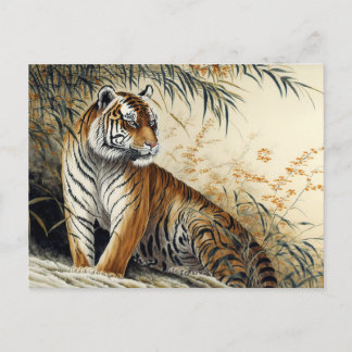 Cartão Postal Tigre chinês para pintura de bruxo