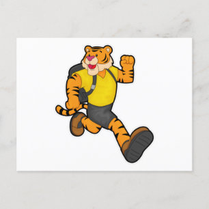Cartão Postal Tigre correndo com mochila
