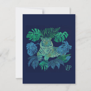 Cartão Postal Tigre da selva azul
